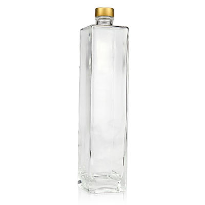 Électroplaté 750 ml de bouteilles en verre en or en bouchon rectangulaire pour les boissons alcoolisées