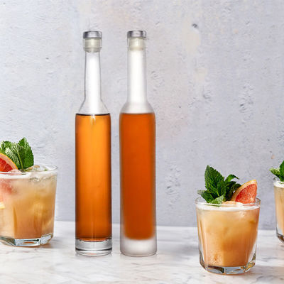 350 ml 375 ml 500 ml Verre rond transparent Whiskey Rum Bouteille de vin avec bouchon de liège