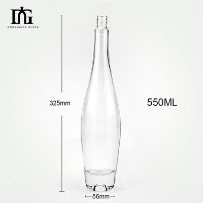 Fournit gratuitement 550 ml Bouteille de vin en verre clair glace à col long vide Bouteille de champagne