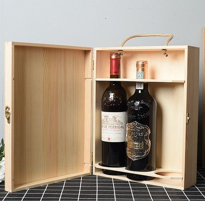 Boîte de papier d'emballage de bouteille de vin rouge en cuir unique Boîte cadeau de vin en bois sur mesure