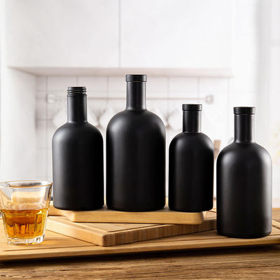 OEM/ODM Acceptable Bouteille en verre en forme classique Gin Rum avec capuchon en bois 500 ml 750 ml