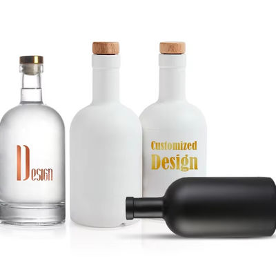 OEM/ODM Acceptable Bouteille en verre en forme classique Gin Rum avec capuchon en bois 500 ml 750 ml