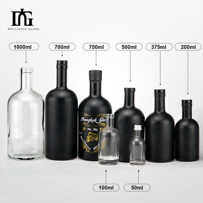 OEM/ODM Acceptable Bouteille en verre en forme classique Gin Rum avec capuchon en bois 500 ml 750 ml