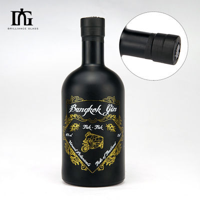 OEM/ODM Acceptable Bouteille en verre en forme classique Gin Rum avec capuchon en bois 500 ml 750 ml
