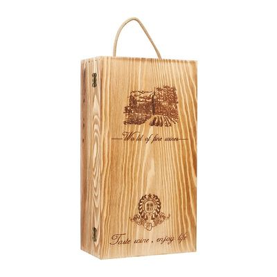 Boîte de papier d'emballage de bouteille de vin rouge en cuir unique Boîte cadeau de vin en bois sur mesure