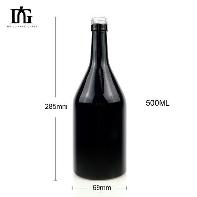 Type d'étanchéité CORK Logo d'écran personnalisé Impression en verre noir 500 ml 750 ml Bouteille de vin de champagne