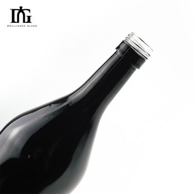 Type d'étanchéité CORK Logo d'écran personnalisé Impression en verre noir 500 ml 750 ml Bouteille de vin de champagne