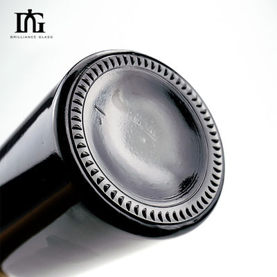 Type d'étanchéité CORK Logo d'écran personnalisé Impression en verre noir 500 ml 750 ml Bouteille de vin de champagne