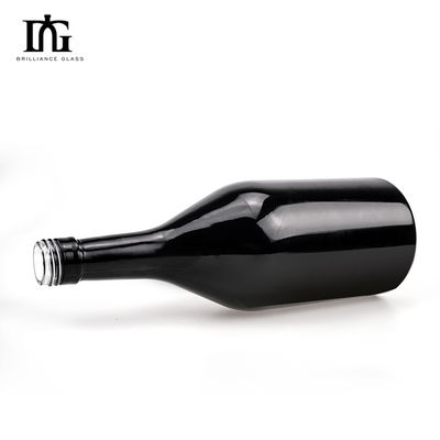 Type d'étanchéité CORK Logo d'écran personnalisé Impression en verre noir 500 ml 750 ml Bouteille de vin de champagne