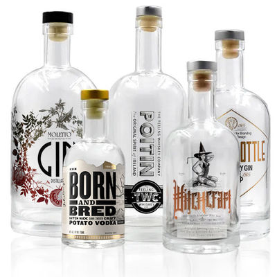 Matériau du corps Verre 375ml 500ml 700ml 750ml 1l Bouteille de vodka nordique avec logo personnalisé