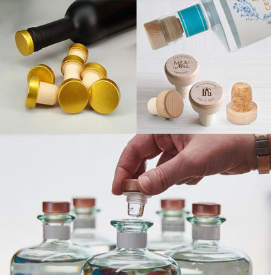 Couvercle de bouteille en bois en forme de T en liège pour vodka Logo personnalisé Fermeture de bouteille de vin de luxe