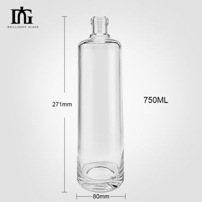 OEM/ODM Matériau Super Flint Verre Vodka Whisky Rum Bouteille à spiritueux avec bouchon à vis de liège