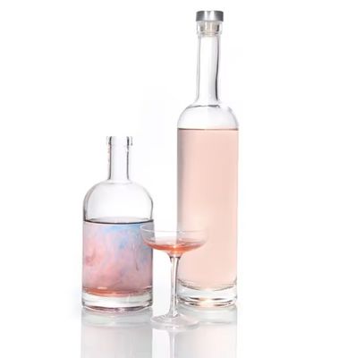 Bouteille de verre ronde de 200 ml 375 ml 500 ml 750 ml 1000 ml avec couvercle en liège et conception personnalisée