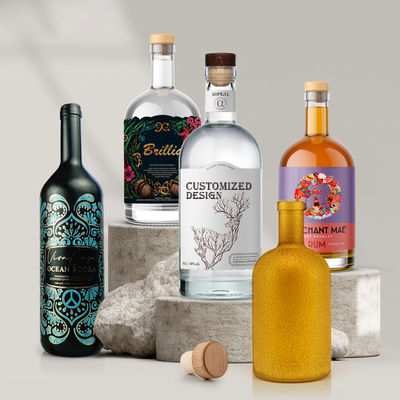 Bouteille de vodka en verre congelé 500 ml 750 ml 1000 ml avec logo acceptable