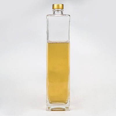 Électroplaté 750 ml de bouteilles en verre en or en bouchon rectangulaire pour les boissons alcoolisées