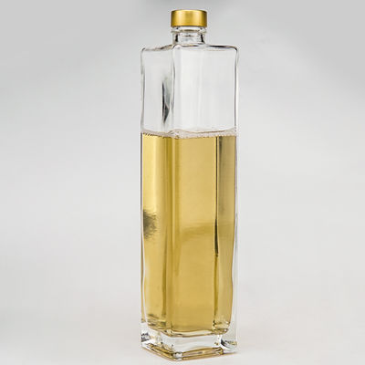 Électroplaté 750 ml de bouteilles en verre en or en bouchon rectangulaire pour les boissons alcoolisées