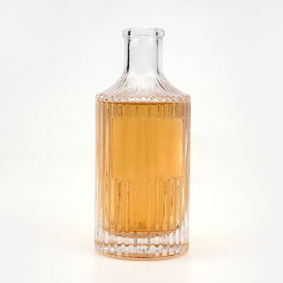 Bouteille en verre de vin avec bandes verticales rondes en liège 250 ml 500 ml