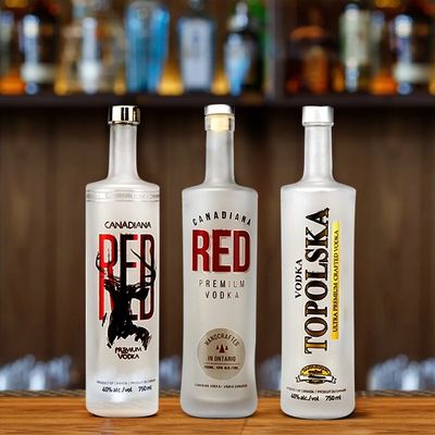 750 ml bouteille à cou long en verre peint bleu Liquore Whiskey Vodka Bouteille pour boisson