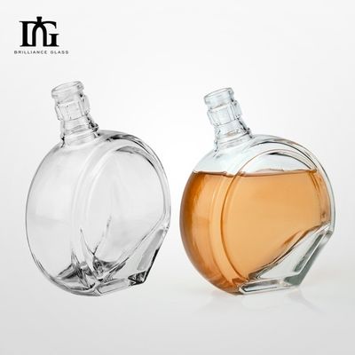 Bouteille de vin liquide à fond plat de 700 ml et 750 ml avec marque personnalisée et joint en liège