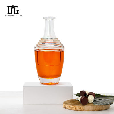 Bouteille en verre de conception unique de 200 ml pour le rhum, le whisky, la vodka et le liège.