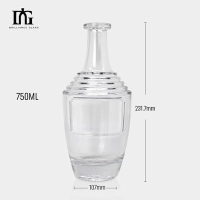 Bouteille en verre de conception unique de 200 ml pour le rhum, le whisky, la vodka et le liège.