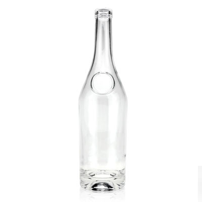 Liquores et boissons 700 ml bouchon de liège Bouteille en verre transparent pour le cognac Vodka Spirit
