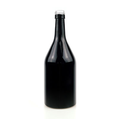 Bouteille vide en verre peint en noir pour le whisky Vodka 500 ml 1.75L Bouteille à bouchon à vis