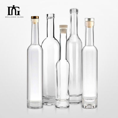 350 ml 375 ml 500 ml Verre rond transparent Whiskey Rum Bouteille de vin avec bouchon de liège