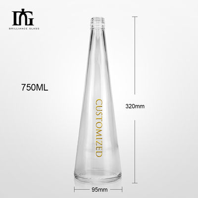 Bouteille de verre en forme de vase unique de luxe 700 ml 750 ml avec bouchon à vis de liège