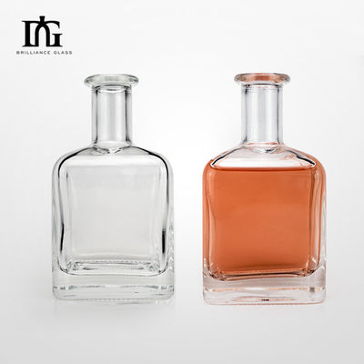 Personnalisation Forme carrée Bouteille en verre de rhum 350 ml avec bouteille en verre de liège Forme carrée