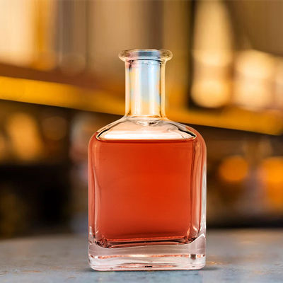 Personnalisation Forme carrée Bouteille en verre de rhum 350 ml avec bouteille en verre de liège Forme carrée