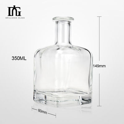 Personnalisation Forme carrée Bouteille en verre de rhum 350 ml avec bouteille en verre de liège Forme carrée