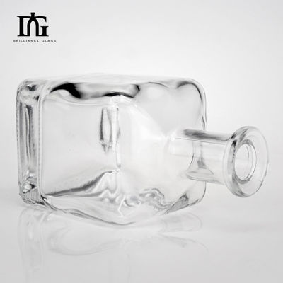Personnalisation Forme carrée Bouteille en verre de rhum 350 ml avec bouteille en verre de liège Forme carrée