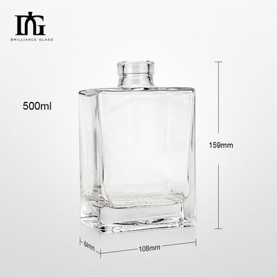 Boisson 500 ml Bouteille en verre transparent à épaule plate carré pour les liqueurs et boissons