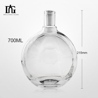 Bouteille en verre à surface lisse irrégulière ronde sur mesure pour la production de whisky gin de 700 ml