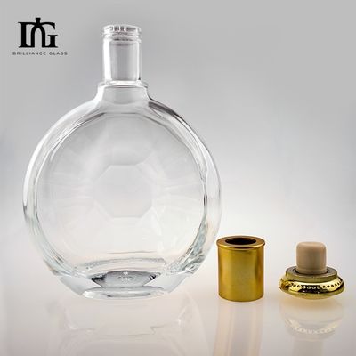 Bouteille en verre à surface lisse irrégulière ronde sur mesure pour la production de whisky gin de 700 ml