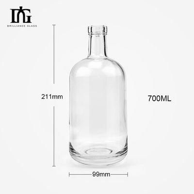 Disponible librement personnalisé 700 ml Whiskey Rum Gin Bouteille d'alcool vide avec liège