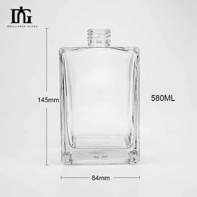 Collier de verre Matériau Carré Épaule plate transparente 500 ml 700 ml Bouteille de whisky avec liège