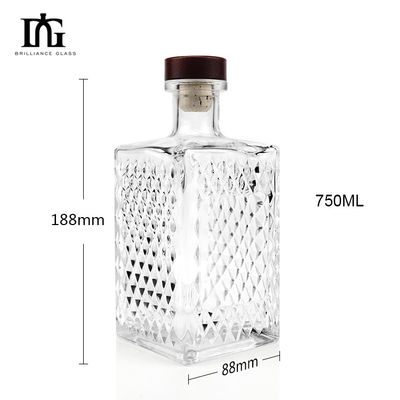 Collier en verre 700 ml 750 ml Bouteille de liqueur personnalisée avec le logo du client acceptable