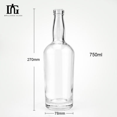 Collier en verre 500ml 700ml 750ml Whiskey Brandy Bouteille vide avec bouchon et vis