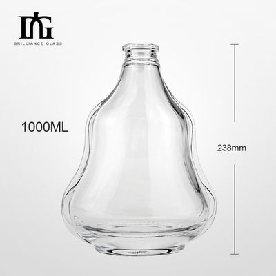 Bouteille de verre clair vide pour alcool Whiskey Brandy Rum Gin Acide Etch Manipulation de surface