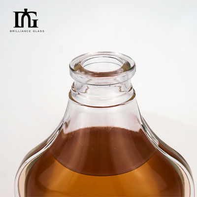 Bouteille de verre clair vide pour alcool Whiskey Brandy Rum Gin Acide Etch Manipulation de surface