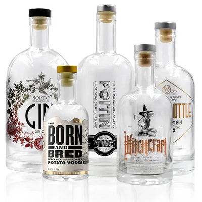 Bouteille en verre de 750 ml avec logo en relief et logo du client acceptable