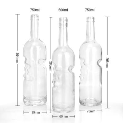 Collier en verre Matériau bouteille ronde d'alcool 750 ml Bouteille classique de silex avec poignée
