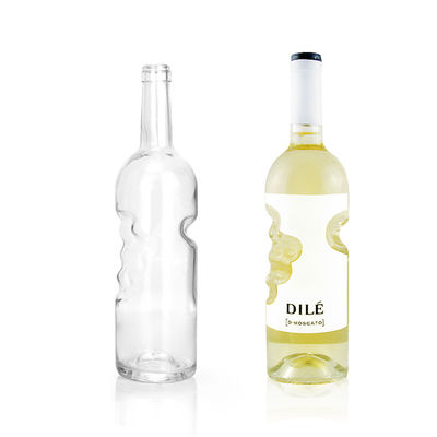 Collier en verre Matériau bouteille ronde d'alcool 750 ml Bouteille classique de silex avec poignée