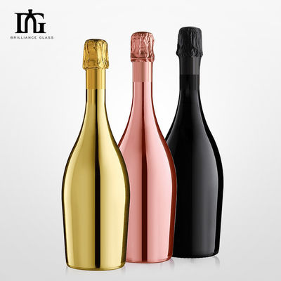 75 cl d'or électroplaté bleu rose spiritueux vide bouteille de verre de champagne avec effet métallique