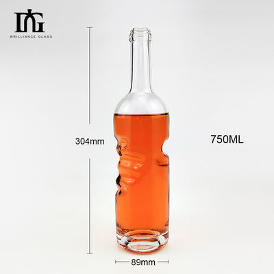200 ml 375 ml 500 ml 750 ml 1000 ml bouteille en verre rond vide de silex liqueur de vin gin whisky vodka tequila bouteille en verre avec couvercle en liège