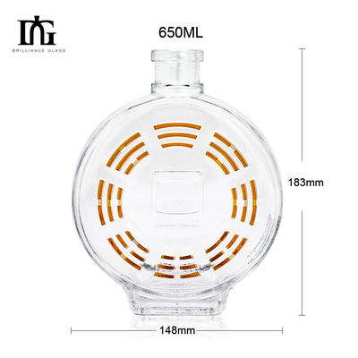 Matériau du corps Verre 70cl 75cl Forme ronde de cœur Bouteille de liqueur personnalisée avec liège