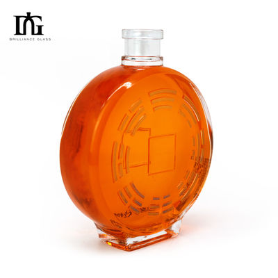 Matériau du corps Verre 70cl 75cl Forme ronde de cœur Bouteille de liqueur personnalisée avec liège