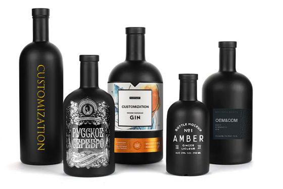 Bouteille en verre de flint rond de 200 ml 375 ml 500 ml 750 ml pour les liqueurs et les boissons